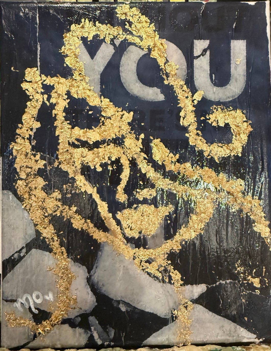 Black and Gold Abstract by Maggie Oates