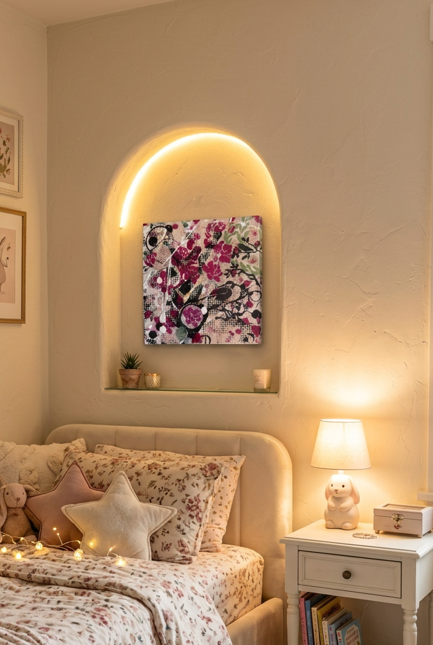 Pink and Black Floral Abstract by Maggie Oates