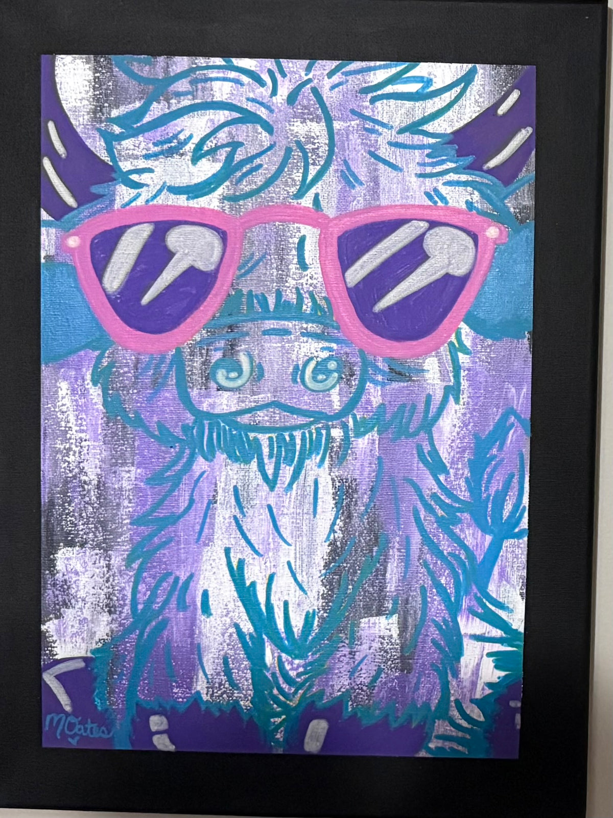 Highland Cow with Pink Sunglasses