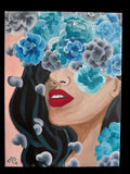 Blue Blossom Muse — original acrylic painting by Maggie Oates