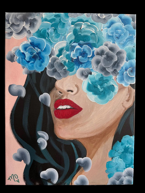 Blue Blossom Muse — original acrylic painting by Maggie Oates