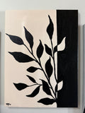 Black and white leafy branch painting