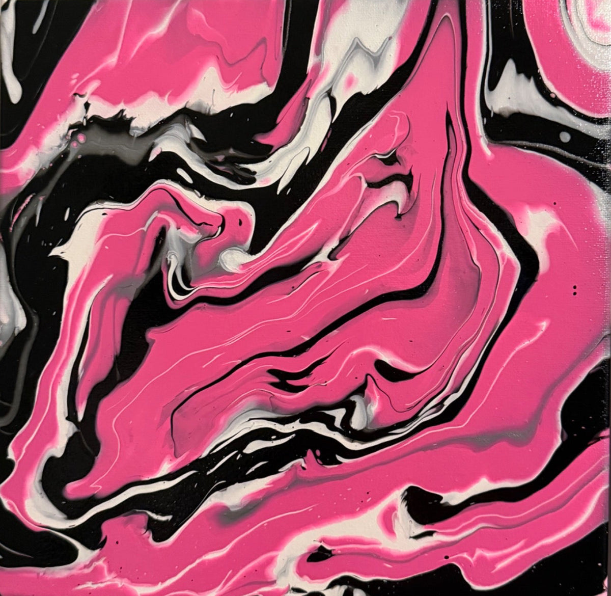 Pink black and white marbled abstract painting