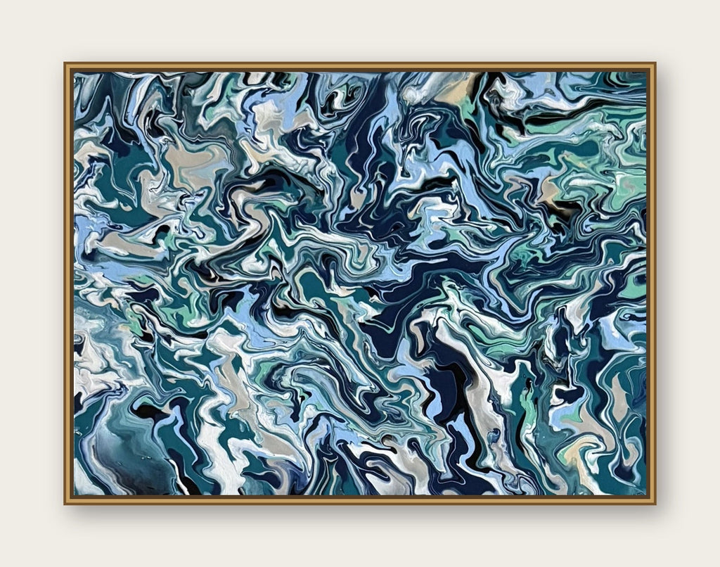 Ocean Swirls — accurate framed mockup using approved original photograph (frame not included)