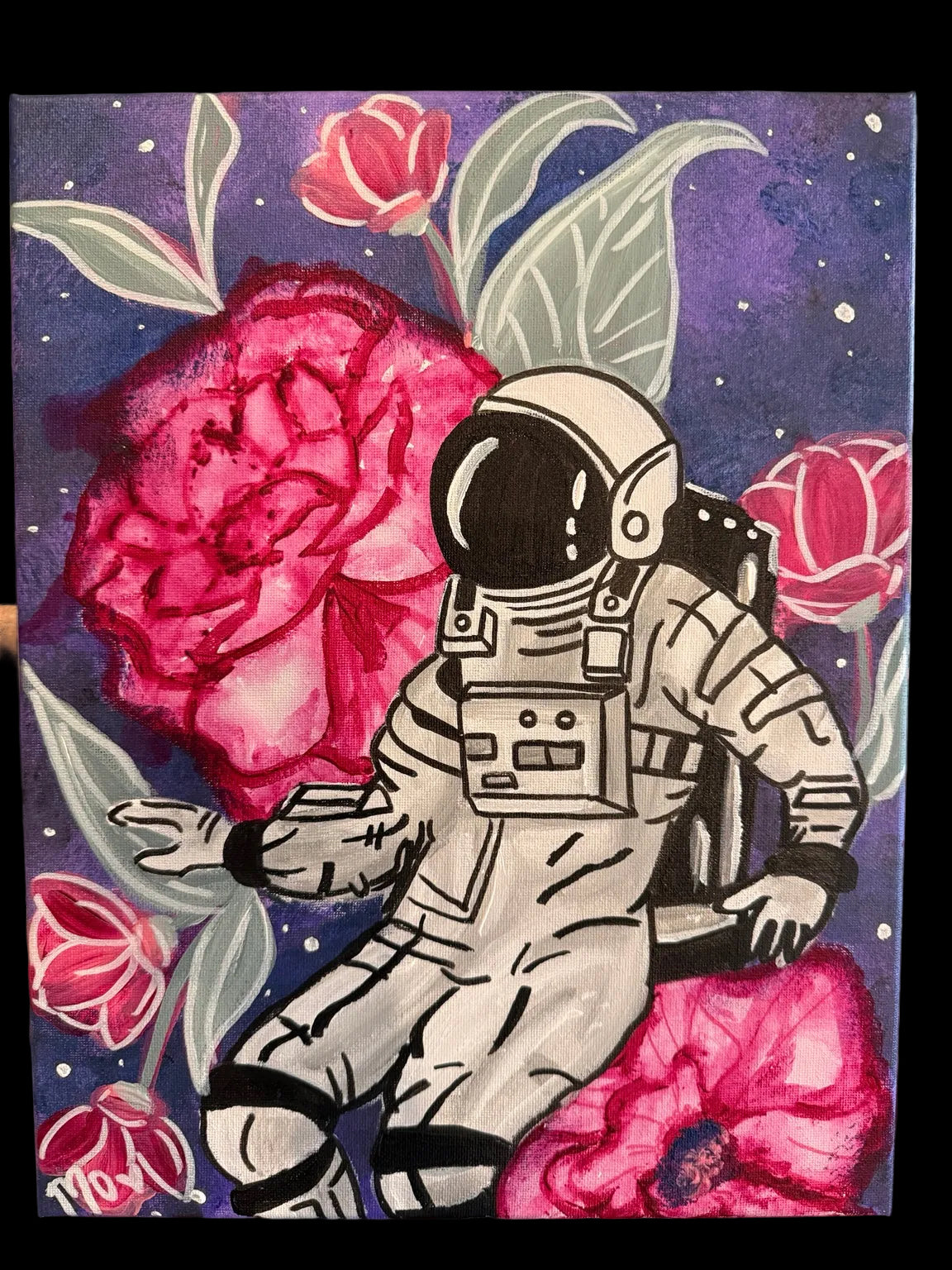 Cosmic Garden, original painting 11 × 14 inches