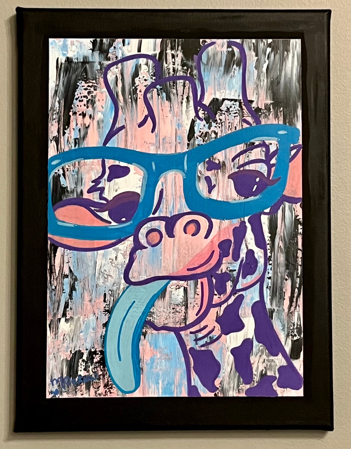 Playful Giraffe 12 by 16 inch original acrylic painting