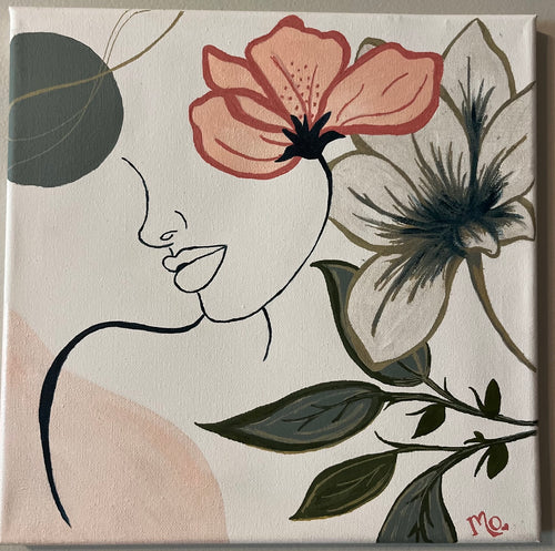 Botanical Beauty, original painting 12 × 12 inches