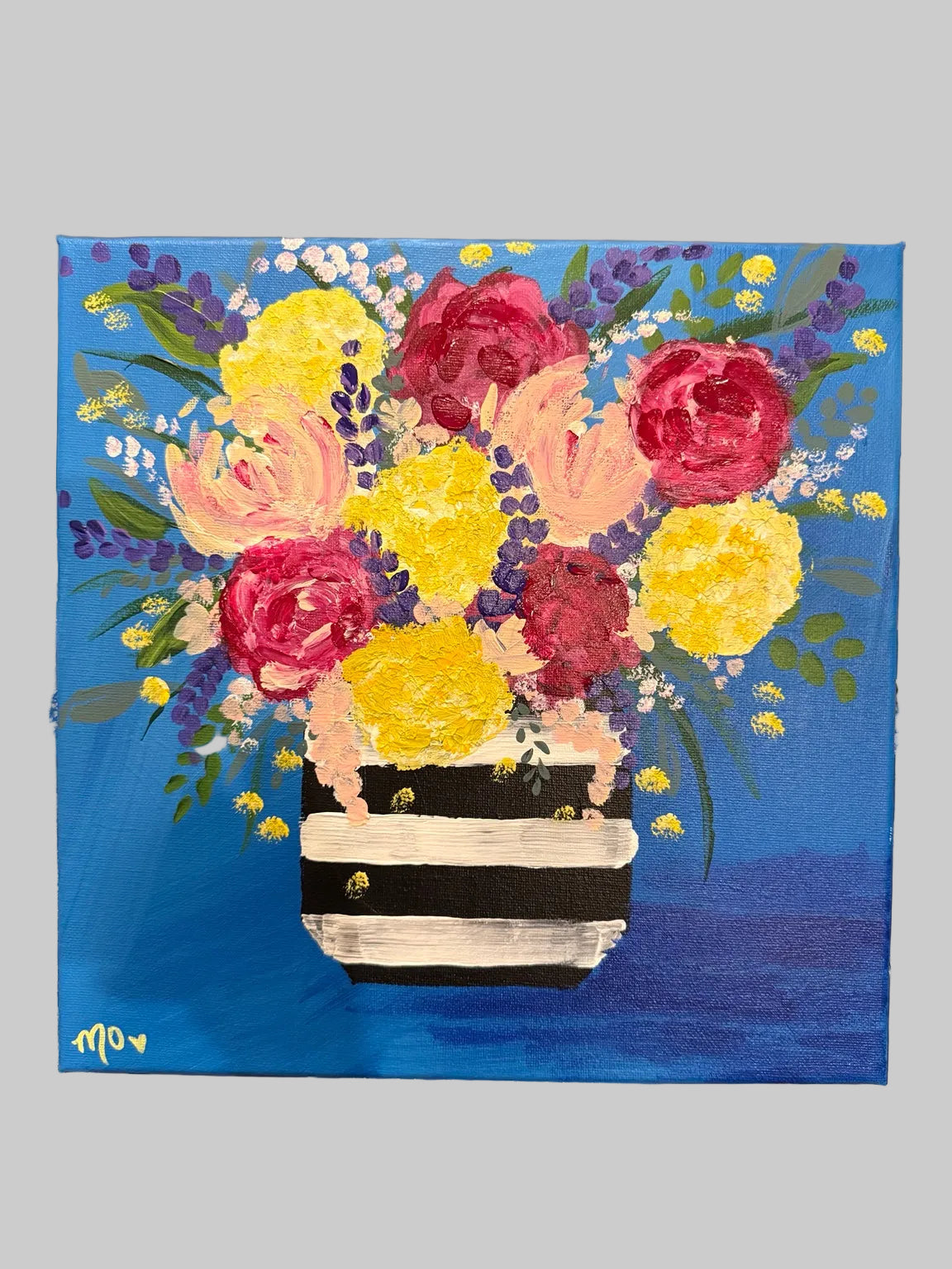 Boldly Blooming, original acrylic painting 12 × 12 inches by Maggie Oates