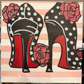 Polka Dot Heels, original acrylic painting 12 × 12 inches by Maggie Oates